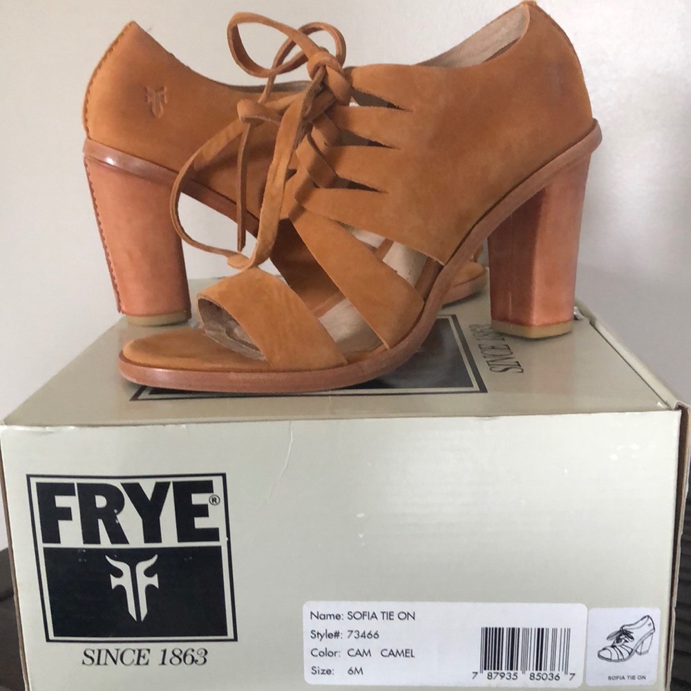 Frye Sofia Tie On Suede Camel Sandro 6 NIB